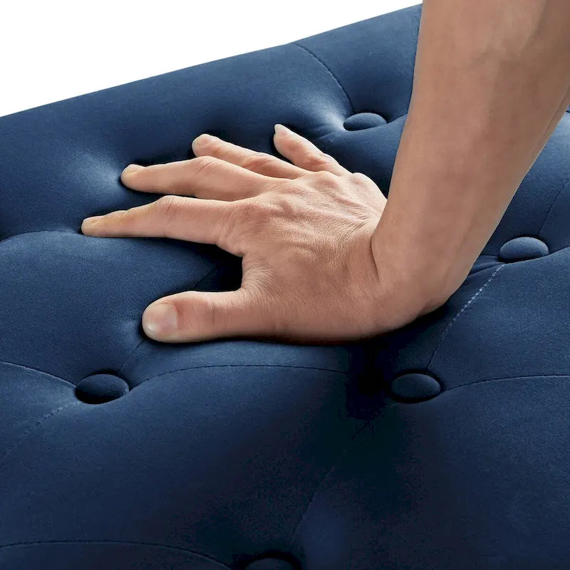 Banc de rangement capitonné GEITIN avec boutons touffetés et garniture cloutée