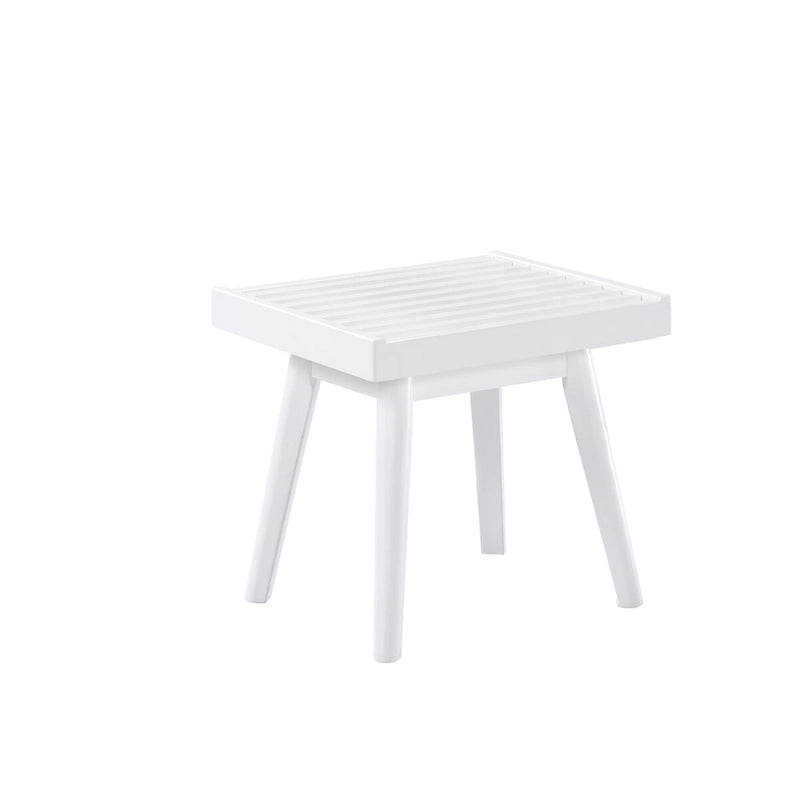 Banc à lattes en bois massif Larwich de Roundhill Furniture, blanc - 19 larg. x 16,50 prof. x 17,50 haut.