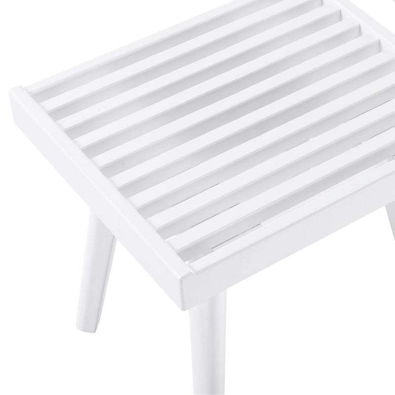 Banc à lattes en bois massif Larwich de Roundhill Furniture, blanc - 19 larg. x 16,50 prof. x 17,50 haut.
