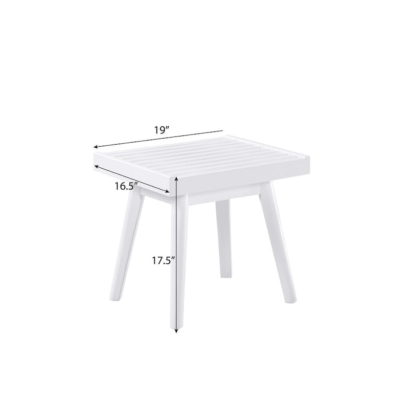 Banc à lattes en bois massif Larwich de Roundhill Furniture, blanc - 19 larg. x 16,50 prof. x 17,50 haut.