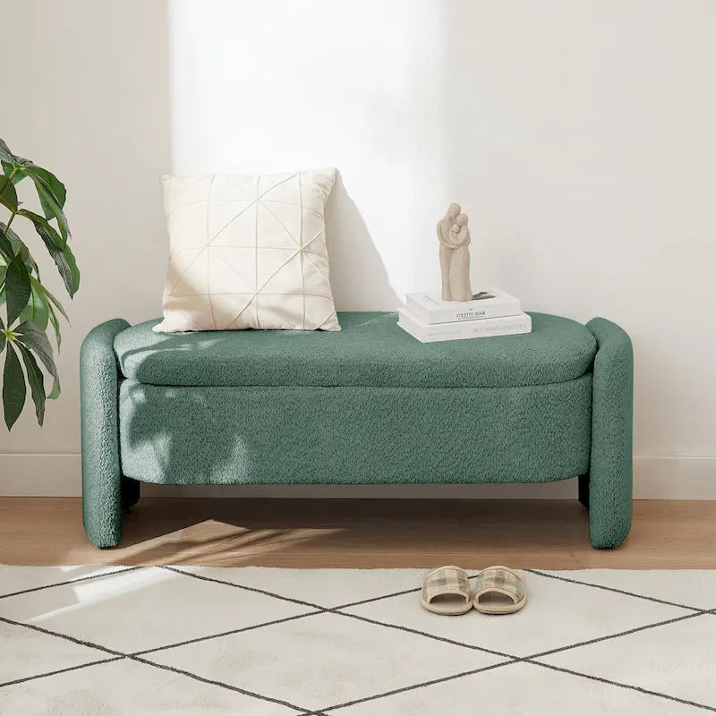 Banc en tissu polaire avec grand espace de rangement