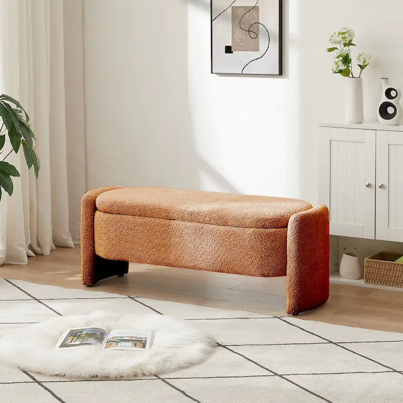 Banc en tissu polaire avec grand espace de rangement