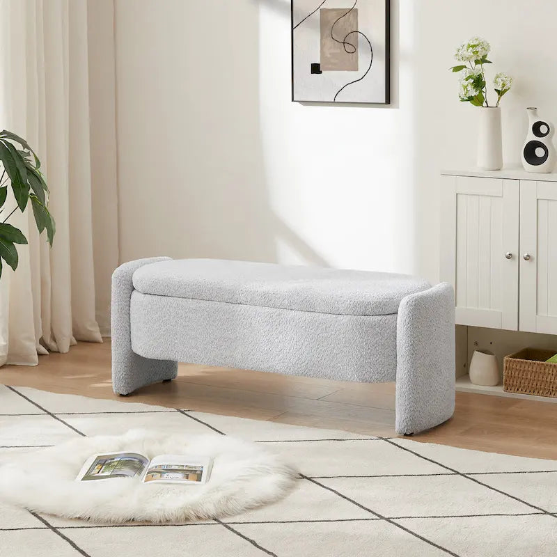 Banc en tissu polaire avec grand espace de rangement