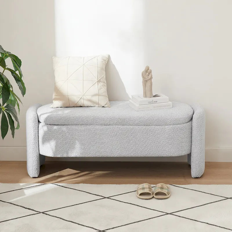 Banc en tissu polaire avec grand espace de rangement