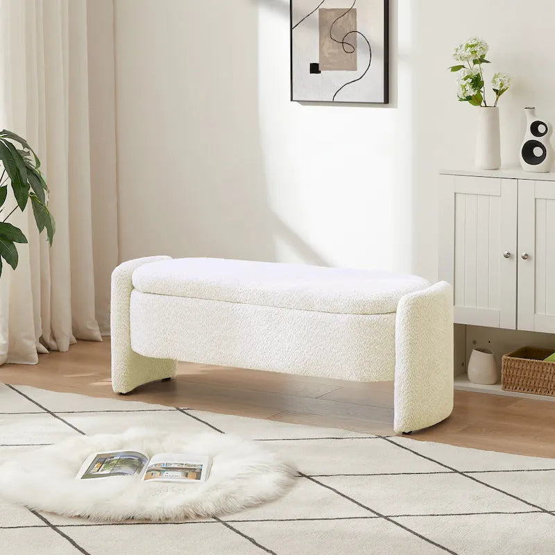 Banc en tissu polaire avec grand espace de rangement