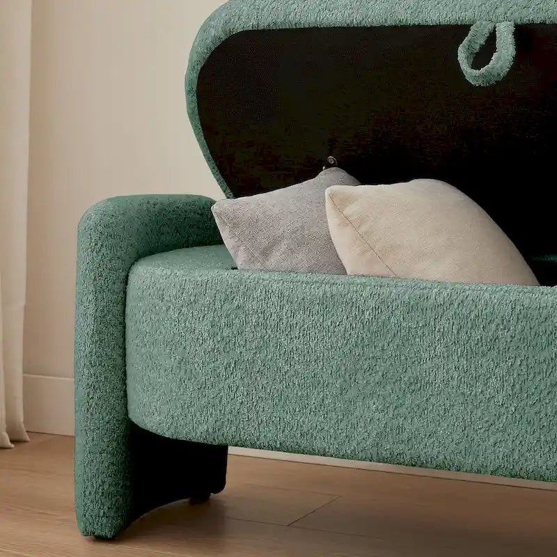Banc en tissu polaire avec grand espace de rangement