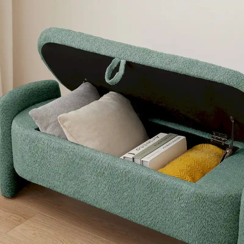 Banc en tissu polaire avec grand espace de rangement