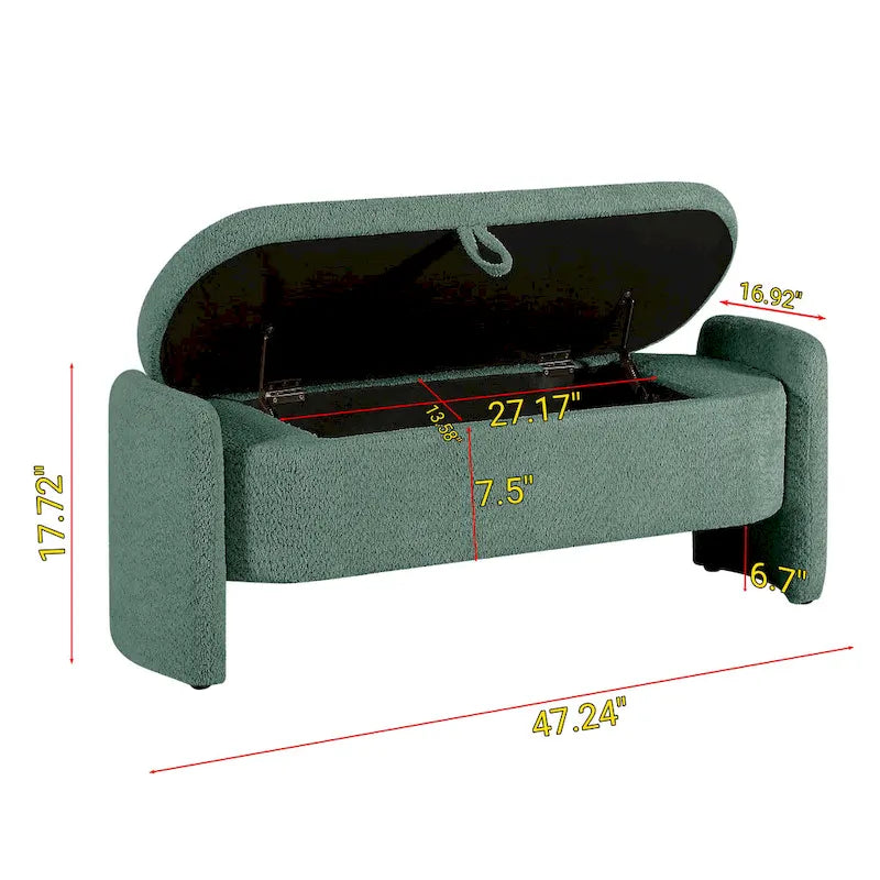 Banc en tissu polaire avec grand espace de rangement
