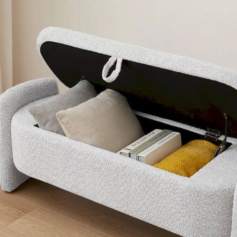 Banc en tissu polaire avec grand espace de rangement