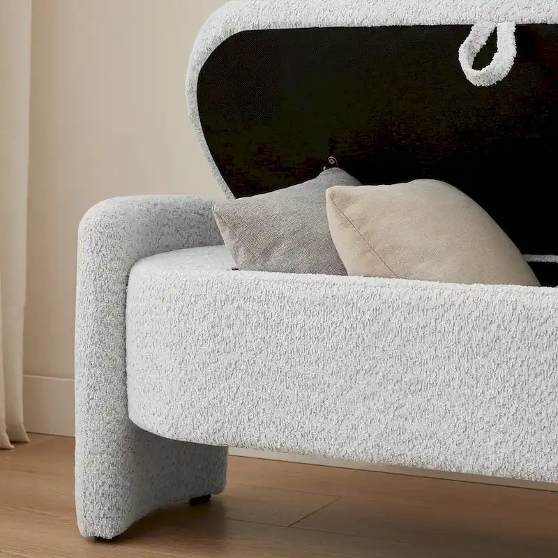Banc en tissu polaire avec grand espace de rangement