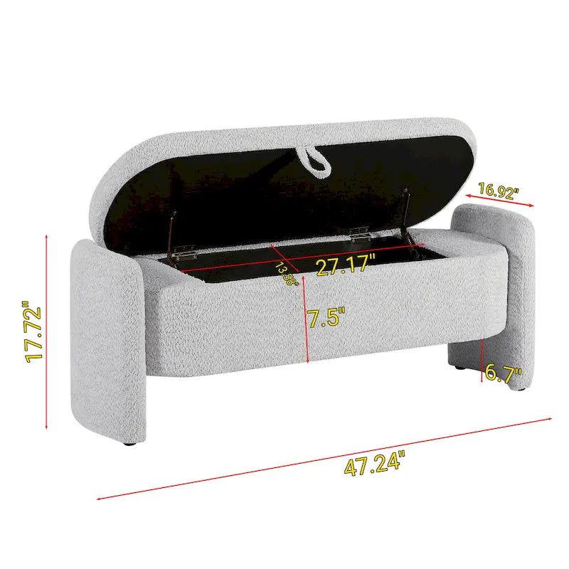 Banc en tissu polaire avec grand espace de rangement