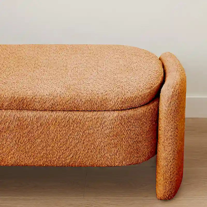 Banc en tissu polaire avec grand espace de rangement