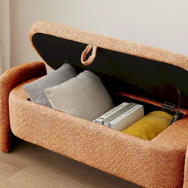 Banc en tissu polaire avec grand espace de rangement