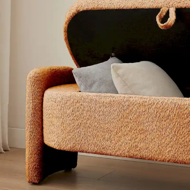 Banc en tissu polaire avec grand espace de rangement