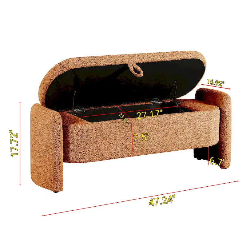 Banc en tissu polaire avec grand espace de rangement