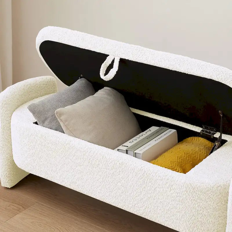 Banc en tissu polaire avec grand espace de rangement