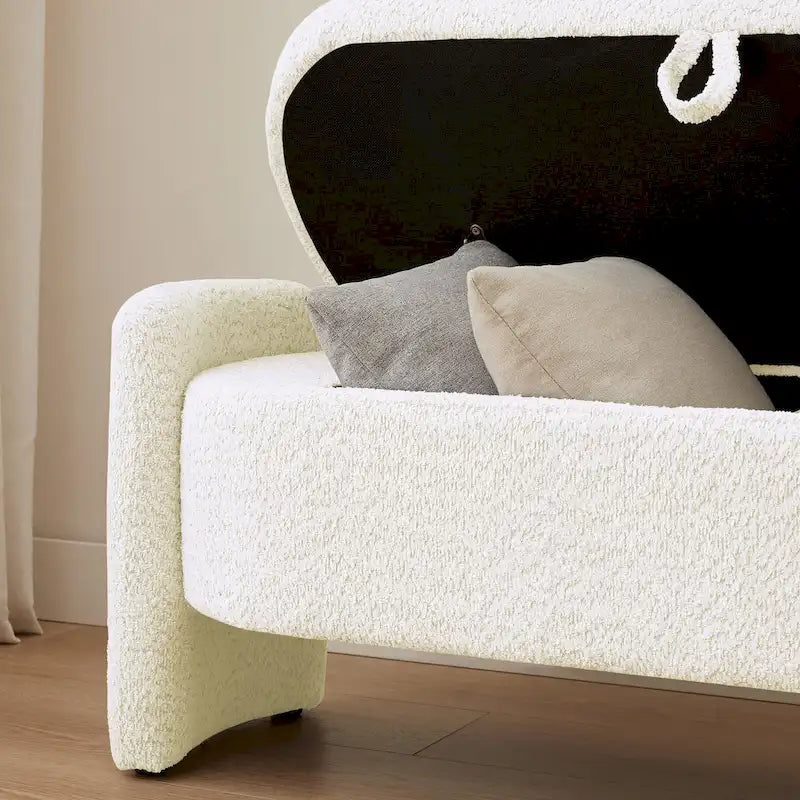 Banc en tissu polaire avec grand espace de rangement