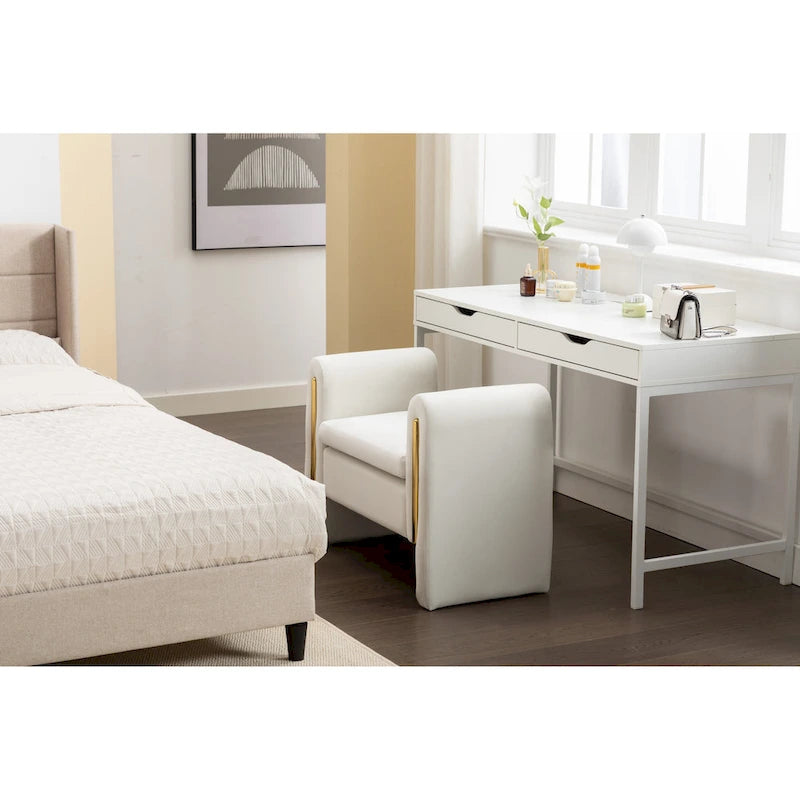 Banquette simple en tissu velours Banc à chaussures Banc de maquillage pour chambre à coucher Intérieur