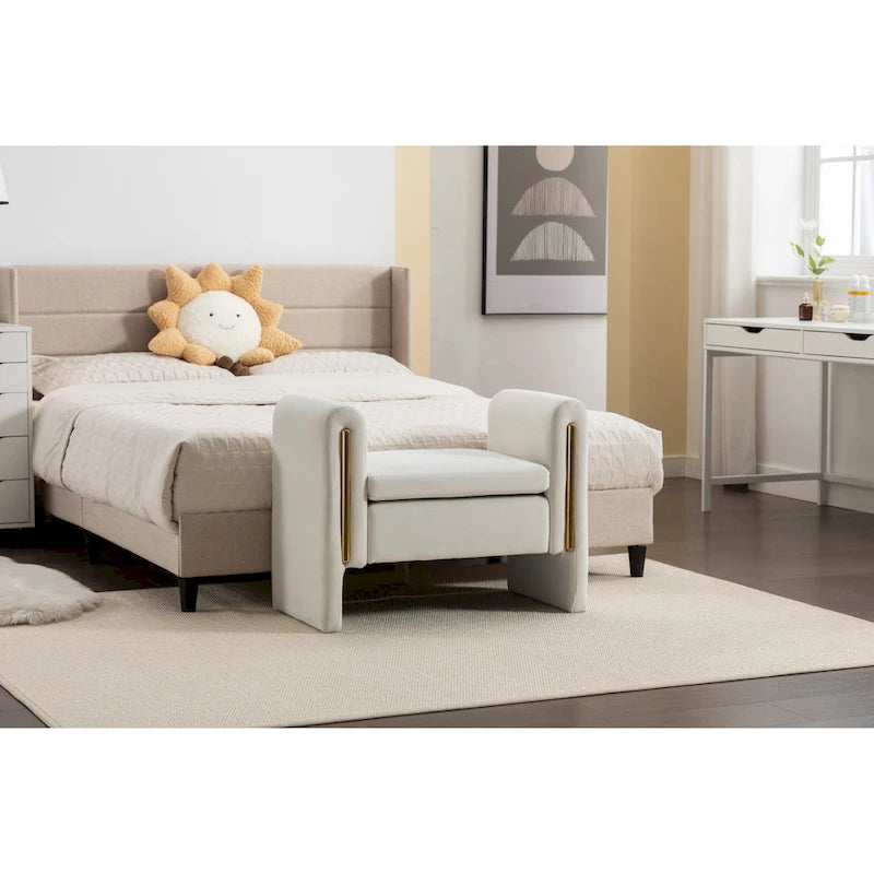 Banquette simple en tissu velours Banc à chaussures Banc de maquillage pour chambre à coucher Intérieur