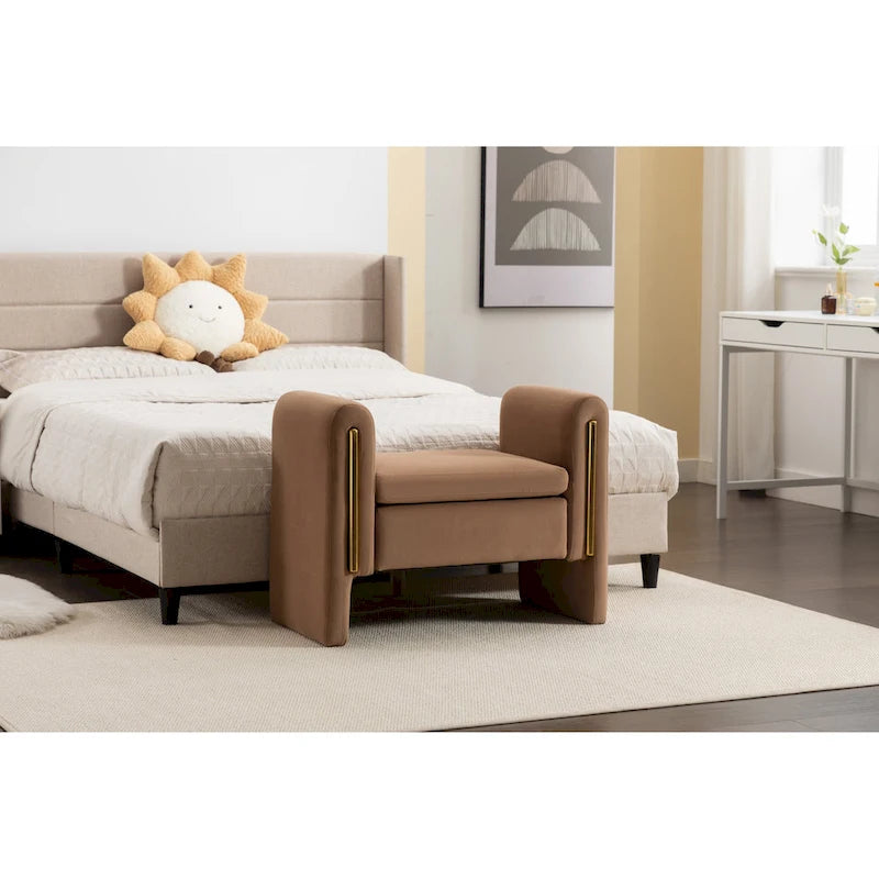 Banquette simple en tissu velours Banc à chaussures Banc de maquillage pour chambre à coucher Intérieur