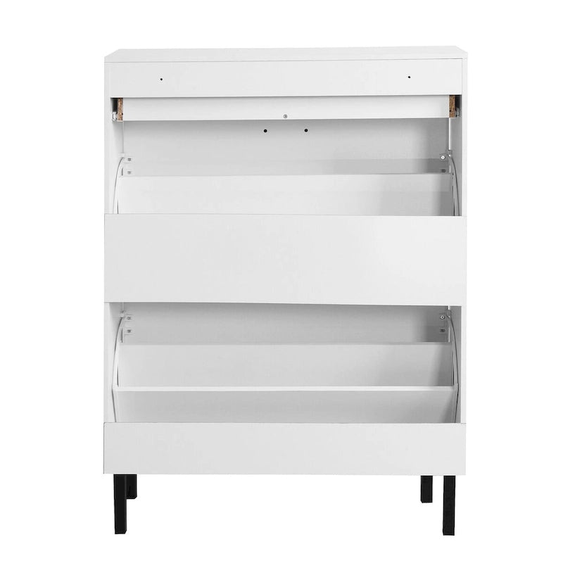 Meuble à chaussures, organisateur de rangement autoportant avec tiroirs et pieds en métal, meuble de rangement avec 2 tiroirs basculants pour entrée
