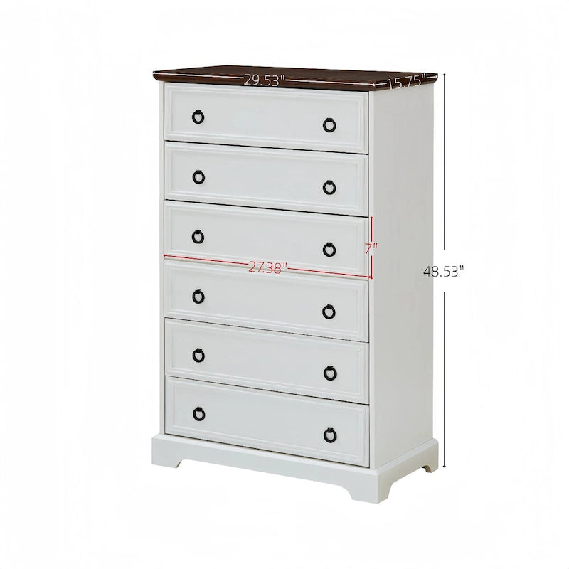 Commode moderne à 6 tiroirs, organisateur de rangement vertical pour vêtements – Poignée facile à tirer, bords texturés