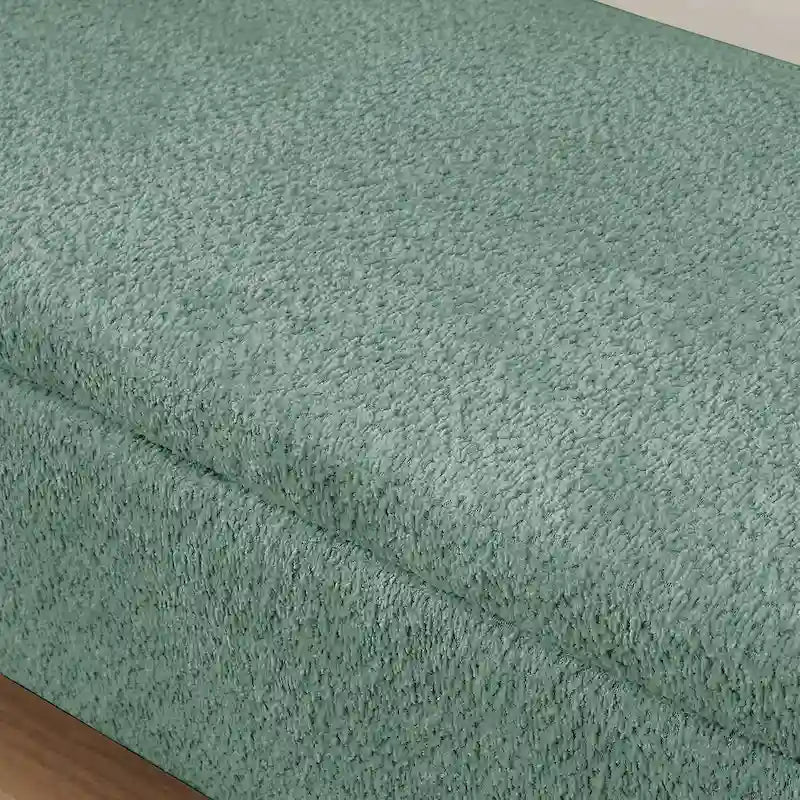 Banc de rangement ottoman ovale en tissu polaire d'agneau 3D avec grand espace de rangement pour le salon, l'entrée et la chambre