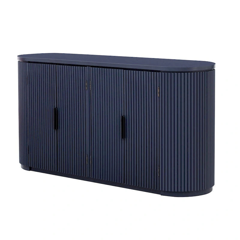 Meuble de rangement vertical rayé avec poignées métalliques, réglable, adapté au bureau, à l'entrée et au salon