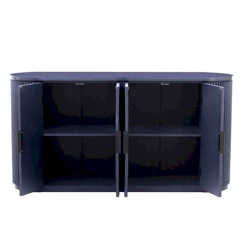 Meuble de rangement vertical rayé avec poignées métalliques, réglable, adapté au bureau, à l'entrée et au salon