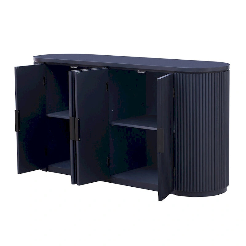 Meuble de rangement vertical rayé avec poignées métalliques, réglable, adapté au bureau, à l'entrée et au salon