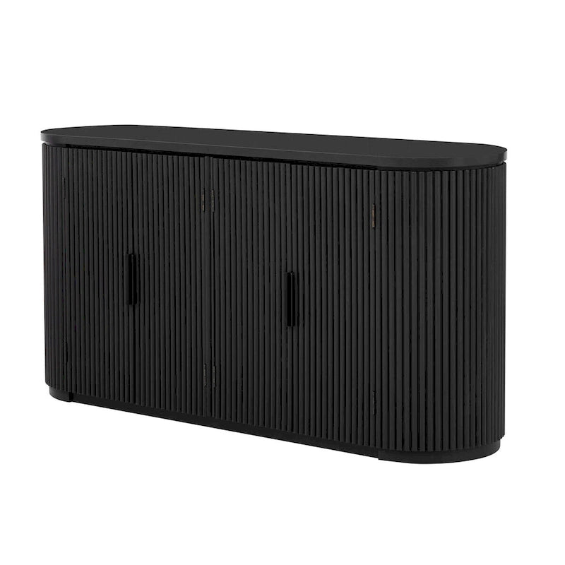 Meuble de rangement vertical rayé avec poignées métalliques, réglable, adapté au bureau, à l'entrée et au salon