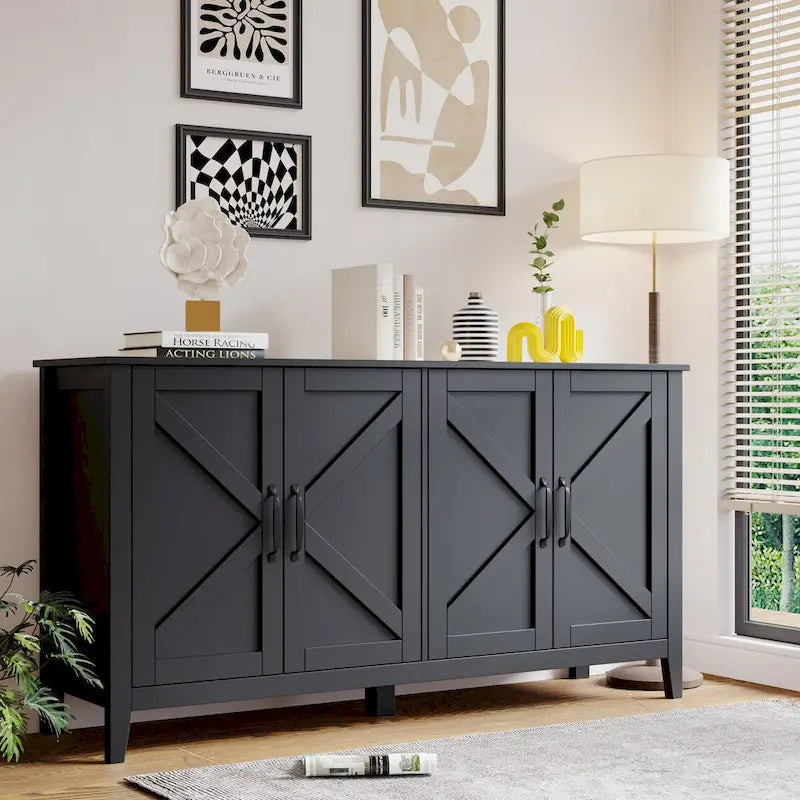 Buffet de rangement à 4 portes et 4 étagères