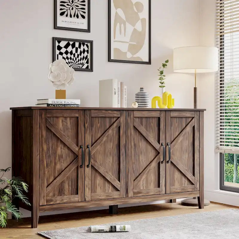 Buffet de rangement à 4 portes et 4 étagères