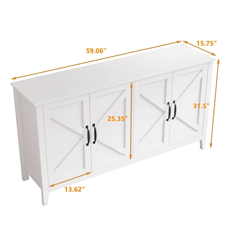 Buffet de rangement à 4 portes et 4 étagères