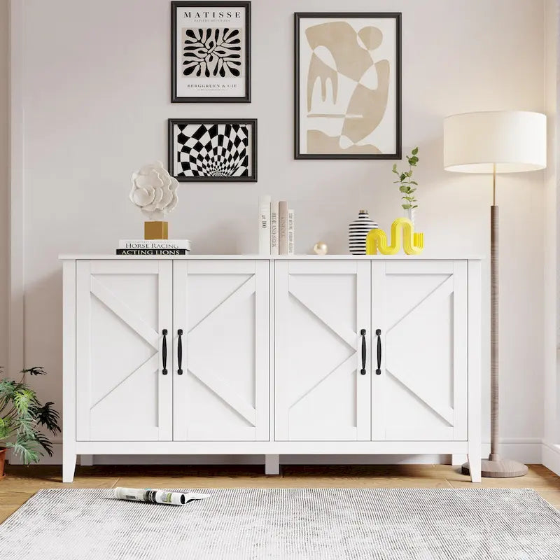 Buffet de rangement à 4 portes et 4 étagères