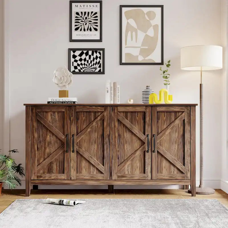 Buffet de rangement à 4 portes et 4 étagères