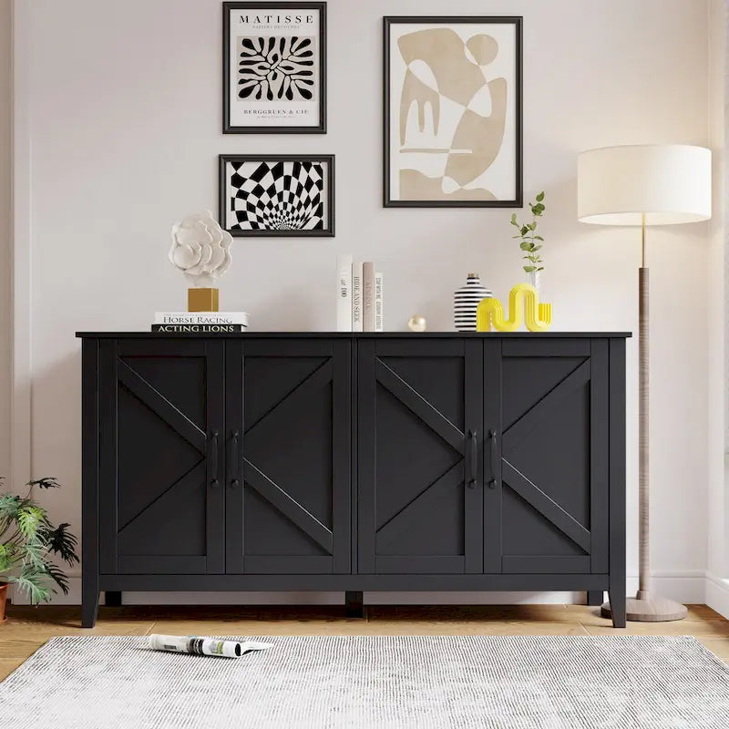Buffet de rangement à 4 portes et 4 étagères