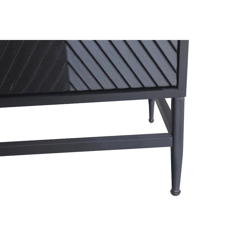 Bahut laqué noir à 4 portes en bois, meuble de rangement pour salon, bureau, cuisine
