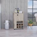 Chariot de bar avec armoire, meuble à vin, meuble à alcool, 6 porte-bouteilles intégrés et roulettes