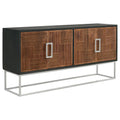 Bahut console Manie de 170 cm, 4 portes, en bois de manguier, marron noyer