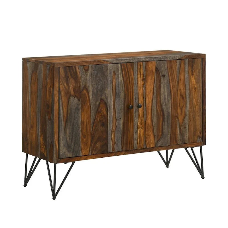 Meuble d'appoint 2 portes en palissandre gris et bronze canon
