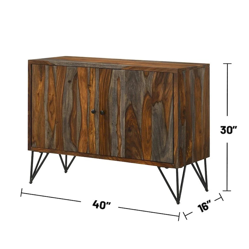 Meuble d'appoint 2 portes en palissandre gris et bronze canon