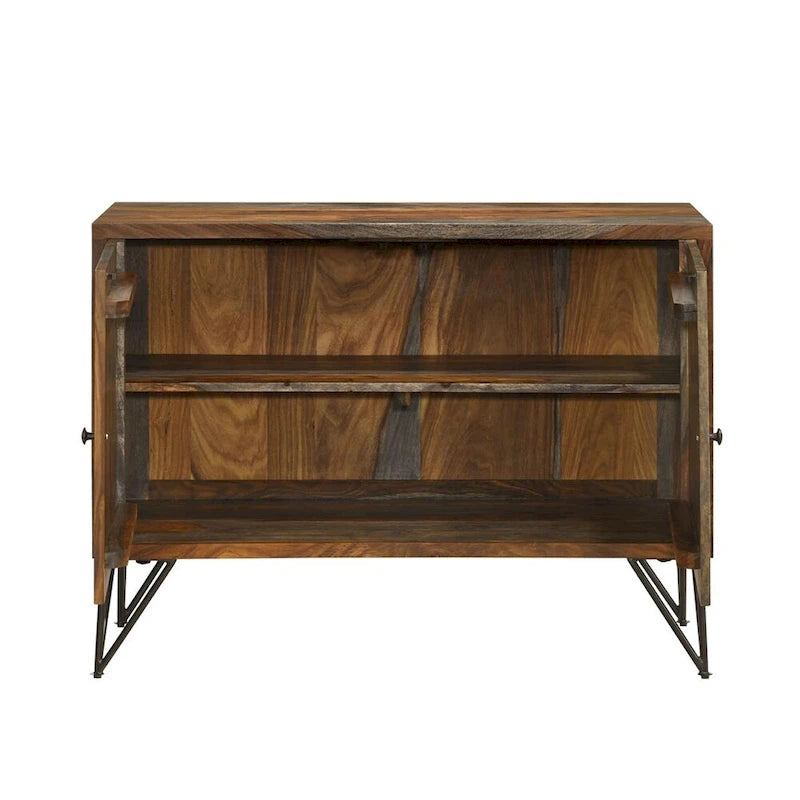 Meuble d'appoint 2 portes en palissandre gris et bronze canon