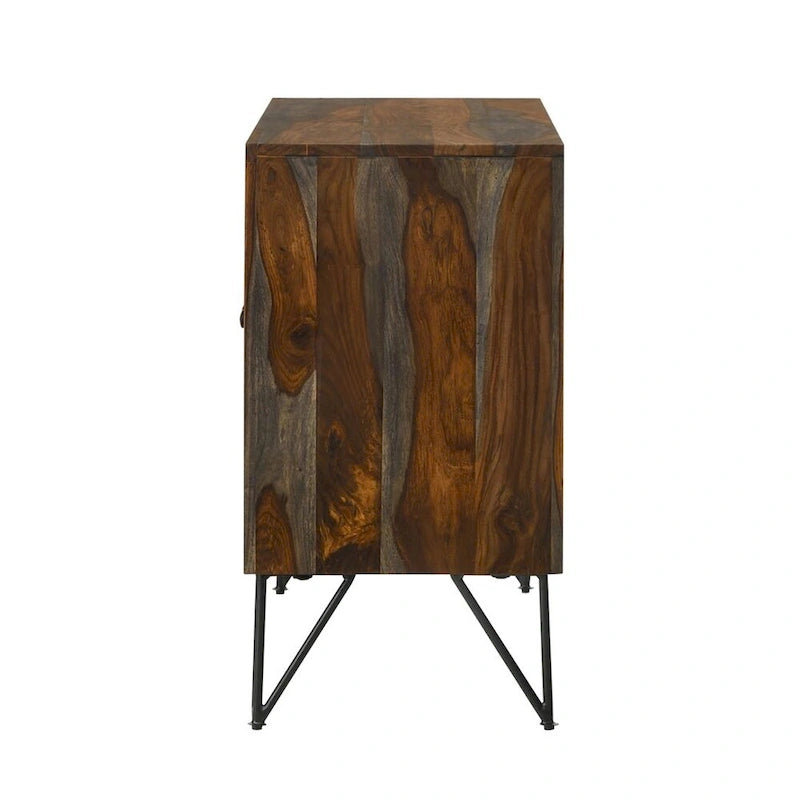 Meuble d'appoint 2 portes en palissandre gris et bronze canon