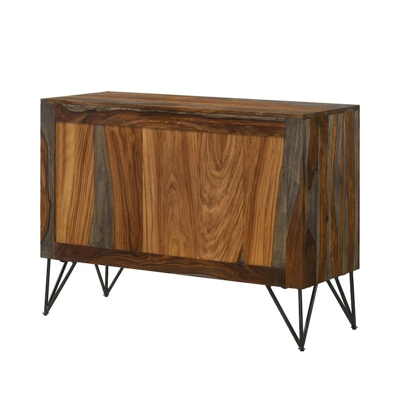 Meuble d'appoint 2 portes en palissandre gris et bronze canon