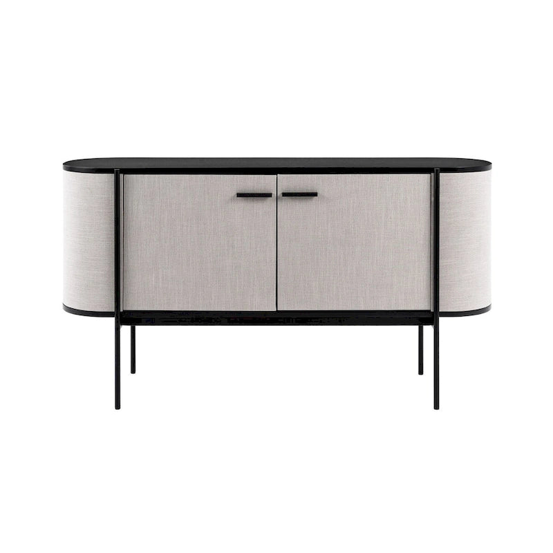 Buffet Modrest Hobart moderne en tissu beige et métal noir