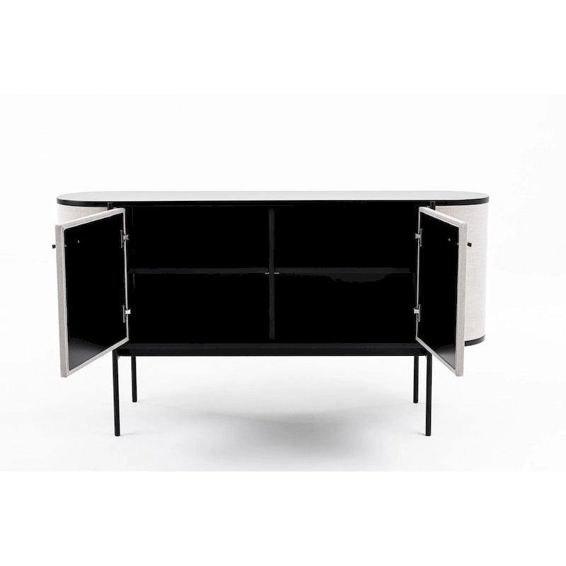 Buffet Modrest Hobart moderne en tissu beige et métal noir