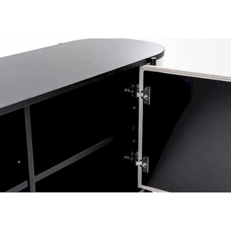 Buffet Modrest Hobart moderne en tissu beige et métal noir