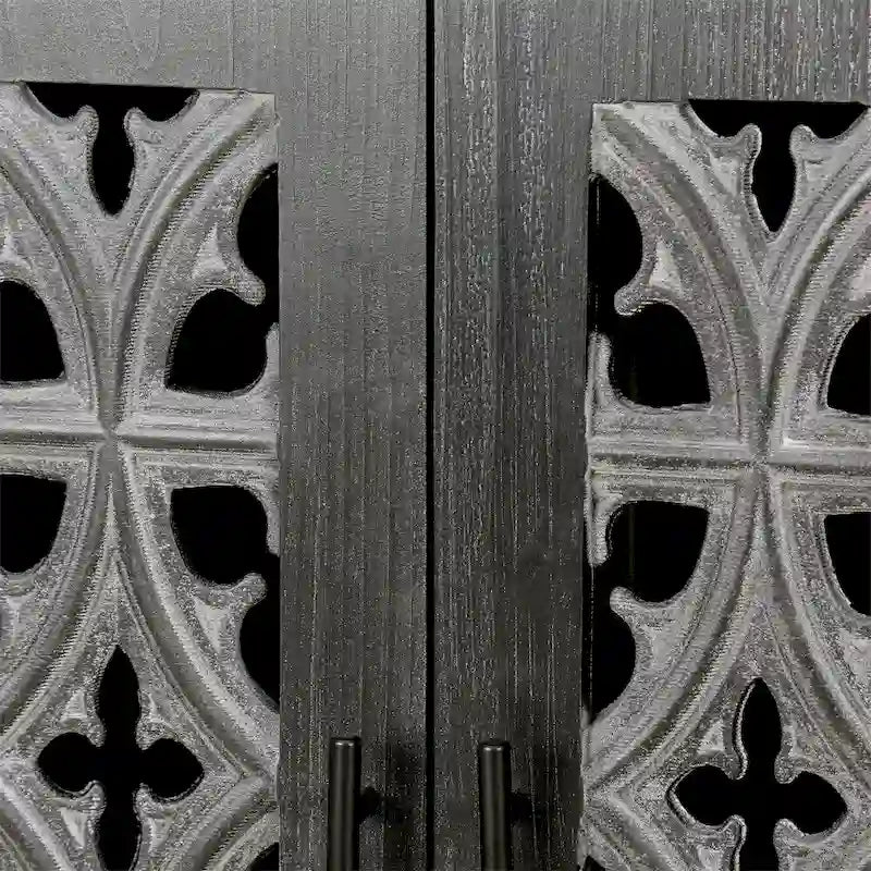 Haut cabinet ancien à quatre portes, style rustique américain