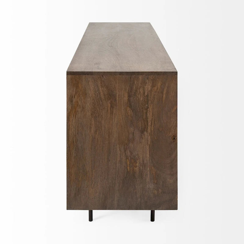 Bahut Grace deux tons marron en bois massif à 6 tiroirs - 70,0L x 18,0l x 31,0H